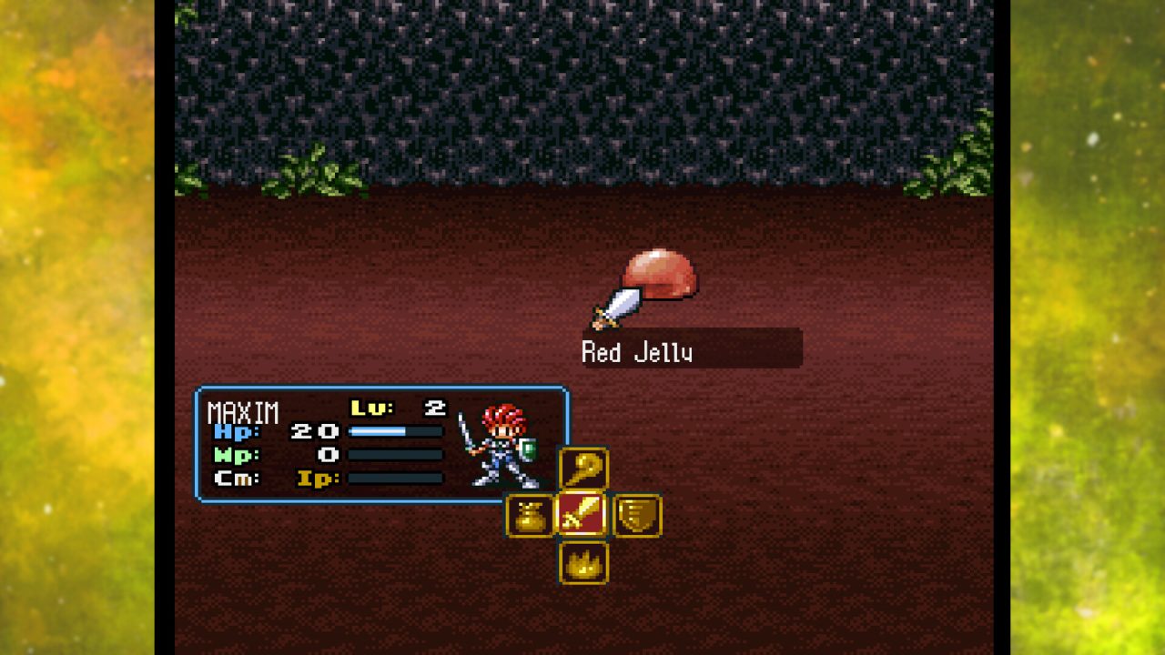 Maxim battles a Red Jelly in Lufia I & II: The Sinistrals Saga