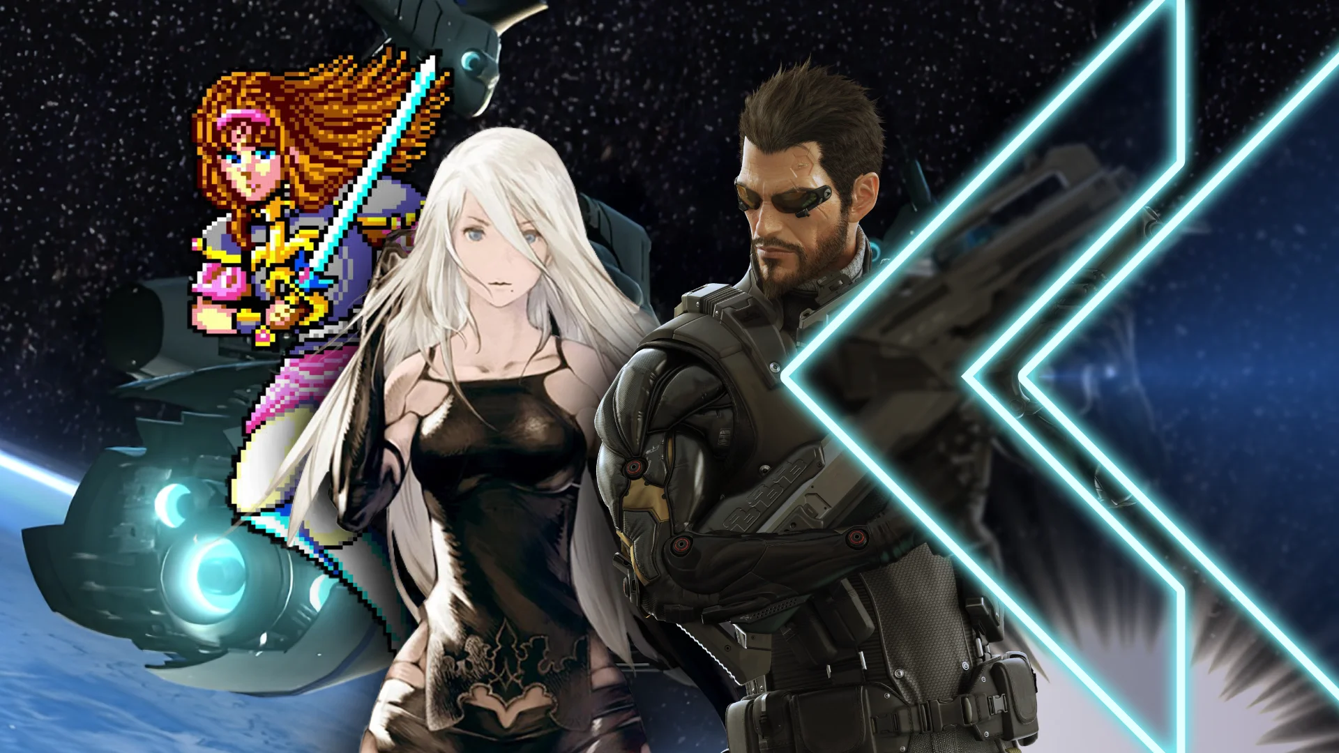 Retro Encounter 495 Science Fiction RPGs - art from Phantasy Star, NieR Automata, Deus Ex Human Revolution