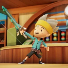 Chup points his sword into the air in Snack World Reloaded